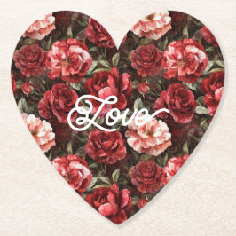 Red Pink Rose Flowers Kartonnen Onderzetters