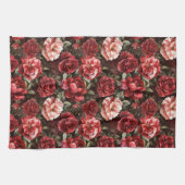 Red Pink Rose Flowers Theedoek (Horizontaal)