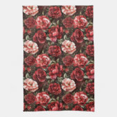 Red Pink Rose Flowers Theedoek (Verticaal)