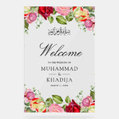 Red Pink Roses Floral Muslim Wedding Welcome (Recto)