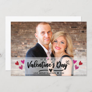 Red Pink Scribbled Heart Saint Valentin Carte phot