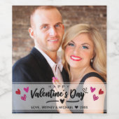 Red Pink Scribged Hearts Valentijnsdag Foto Wijn Etiket (Enkel label)