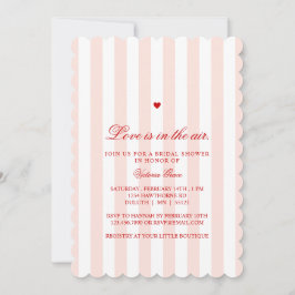 Red & Pink Stripe Love is in the Air Bridal Shower Kaart