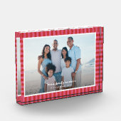 Red pink striped frame custom text  fotoblokken (Links)