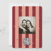 Red Pink Striped Gold Star Wedding  Kaart (Achterkant)