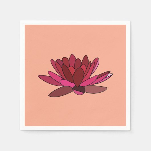 Red Pink Water Lily Party Servet (Voorkant)
