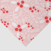 Red Pink White Holly Berries Mistletoe Kerstmis  Tissuepapier (Detail)