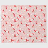 Red Pink White Holly Berries Mistletoe Kerstmis W Cadeaupapier (Vlak)