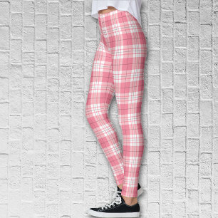 Red Pink White Summer Tartan Pset Patroon Leggings