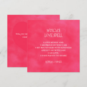 Red Pink Witch's Love Spell Note Kaart