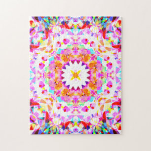 Red Pink Yellow kerstfeestjes Star Snowflake Legpuzzel