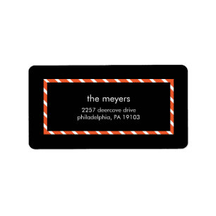 Red Pinstripe Black Modern Festive Family Xmas Etiket