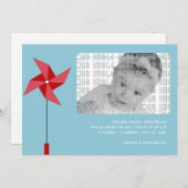 Red Pinwheel Geboorte Aankondiging (Voorkant / Achterkant)