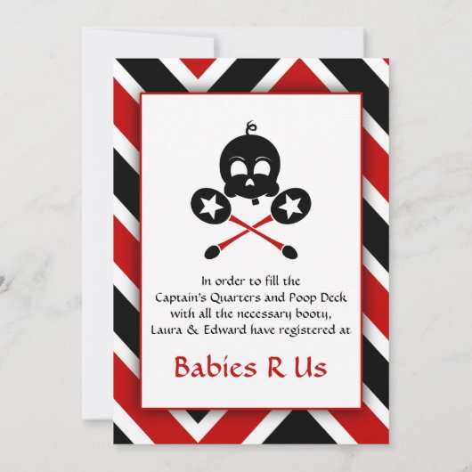 Red Pirate Baby shower Kaart (Achterkant)