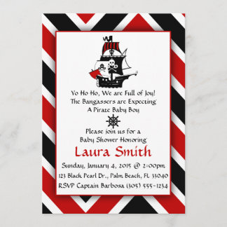 Red Pirate Baby shower Kaart