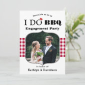 Red Plaid 5 Photo I DO Engagement Party Invitation (Debout devant)