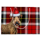 Red Plaid Airedale Terrier Hond Vakantie Groot Cadeauzakje (Achterkant)