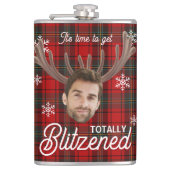 Red Plaid Blitzened Holiday Humor Drinking Flask Heupfles (Voorkant)