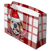 Red Plaid Bulldog Lover Vakantie Groot Cadeauzakje (Achterkant Gekanteld)