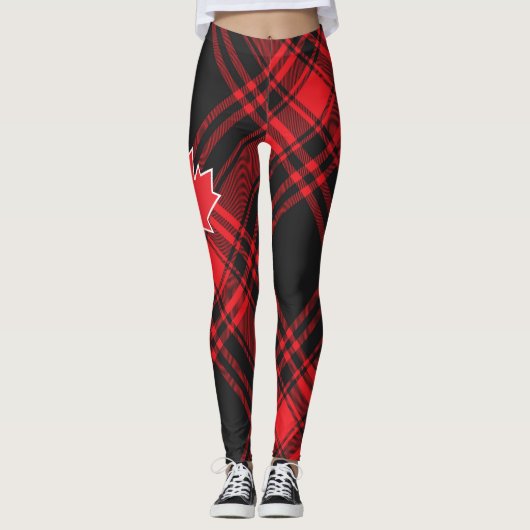 "Red Plaid Canada" Leggings voor vrouwen (Voorkant)