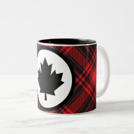 Red Plaid Canada Two-Tone Mok