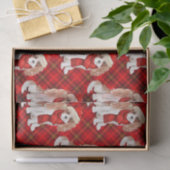 Red Plaid Cavalier Koning Charles Hondenkerst Tissuepapier (Geschenk)