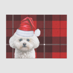 Red Plaid Christmas Coton de Tulear Dog Tissuepapier