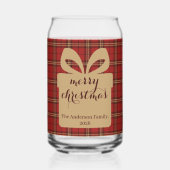 Red Plaid Christmas Festive Pattern - Blikvorm Glas (Voorkant)