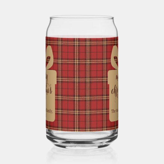 Red Plaid Christmas Festive Pattern - Blikvorm Glas (Links)