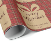 Red Plaid Christmas Festive Pattern - Cadeaupapier (Rol Hoek)