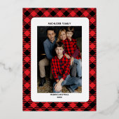 Red Plaid Christmas Invitation | Photo Foil (Recto)