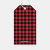 Red Plaid Christmas Truck Label Cadeaulabel (Achterkant)