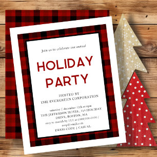 Red Plaid   Corporate Holiday Party uitnodiging