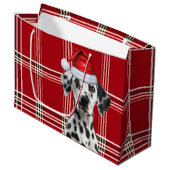Red Plaid Dalmatian Dog Lover Holiday Groot Cadeauzakje (Voorkant Gekanteld)