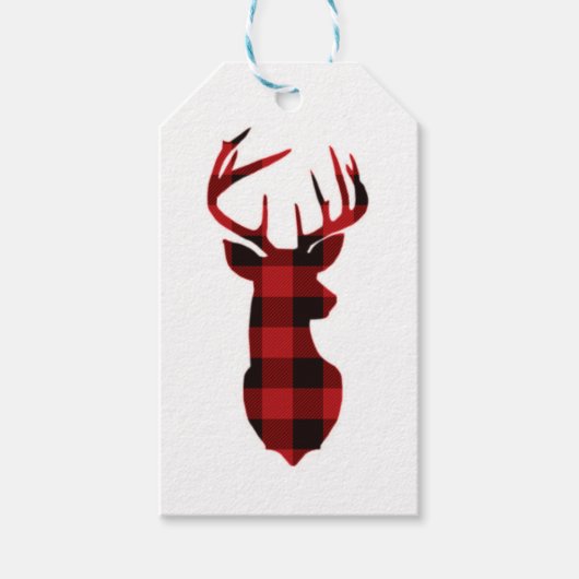 Red Plaid Deer | LABELS Cadeaulabel (Voorkant)