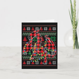 Red Plaid Dragon Kerstverlichting Lelijke Kerst S Kaart