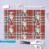 Red Plaid en Australische Herder Kerstmis Tissuepapier (Craft)