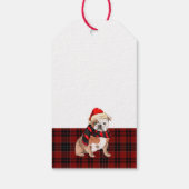 Red Plaid en Engelse Bulldog Kerstmis Cadeaulabel (Achterkant)