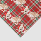 Red Plaid en Tan Chihuahua Kerstmis Tissuepapier (Detail)