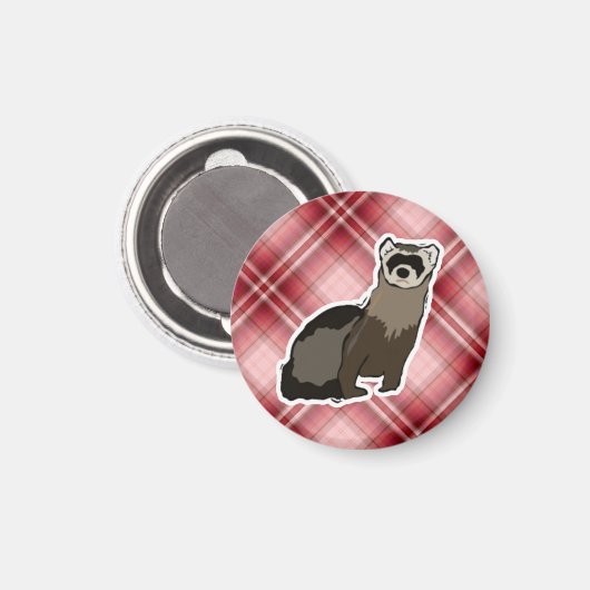 Red Plaid Ferret Magneet (Voorkant / Achterkant)