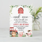 Red Plaid Folithe Farm Animal Invitation Anniversa (Debout devant)