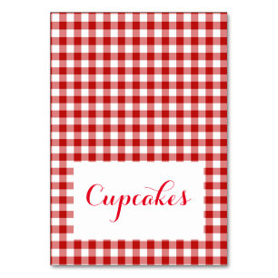 red plaid Food Tent Kaarten Plaats instelling