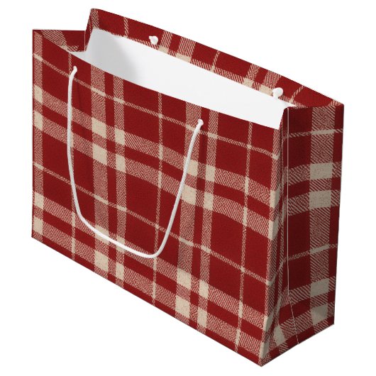 Red Plaid Groot Cadeauzakje (Voorkant Gekanteld)