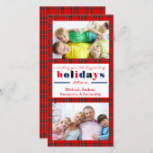 Red Plaid Happest Holidays - Carte photo de Noël (Devant / Derrière)
