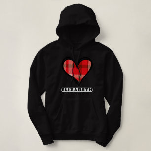 Red Plaid Heart Valentijns's Love Black Hoodie