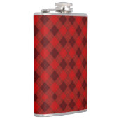 Red plaid hip flask with a metal cap heupfles (Rechts)