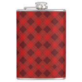Red plaid hip flask with a metal cap heupfles (Voorkant)