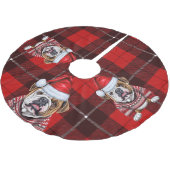 Red Plaid Holiday Bulldog Kerstmis Kerstboom Rok (Gekanteld)