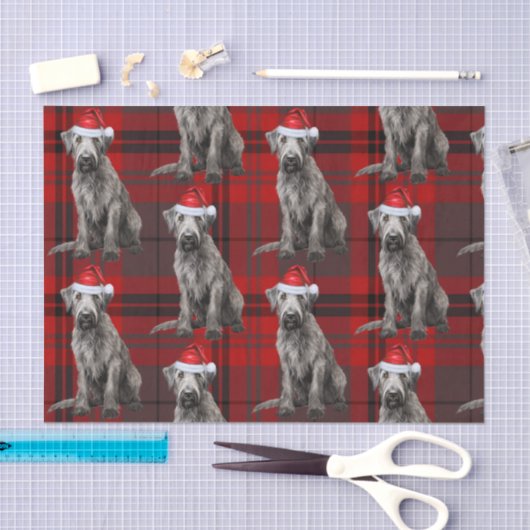 Red Plaid Irish Wolfhound Dog Holiday Tissuepapier (Craft)
