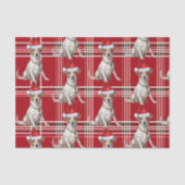 Red Plaid Jack Russell Hond Kerstvakantie Tissuepapier (Voorkant)